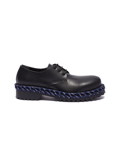 Shop Balenciaga Braided Welt Leather Derbies In Black