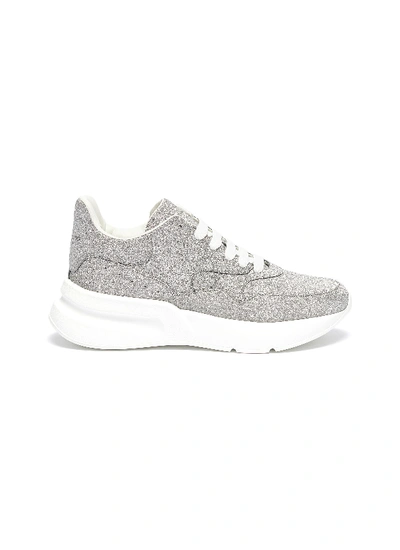 Shop Alexander Mcqueen 'oversized Runner' In Glitter In Silver