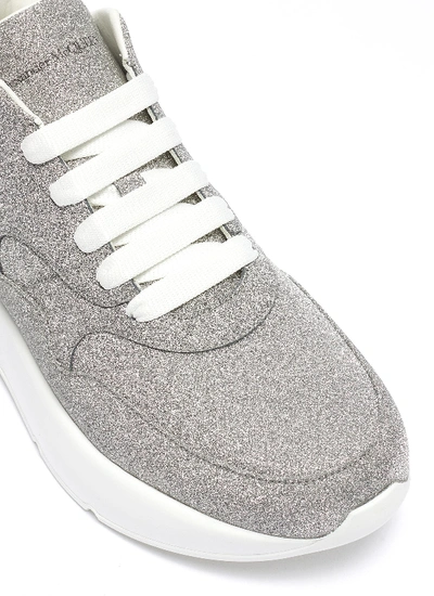 Shop Alexander Mcqueen 'oversized Runner' In Glitter In Silver