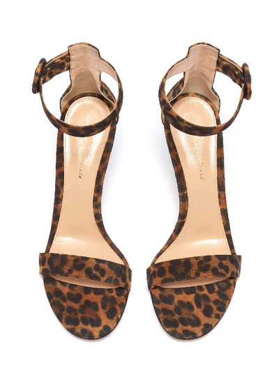 Shop Gianvito Rossi 'portofino 85' Leopard Print Suede Sandals