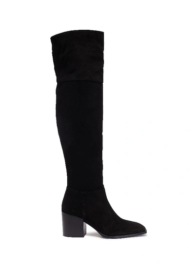 Shop Aeyde 'kit' Stretch Suede Thigh High Boots