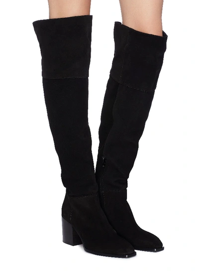 Shop Aeyde 'kit' Stretch Suede Thigh High Boots