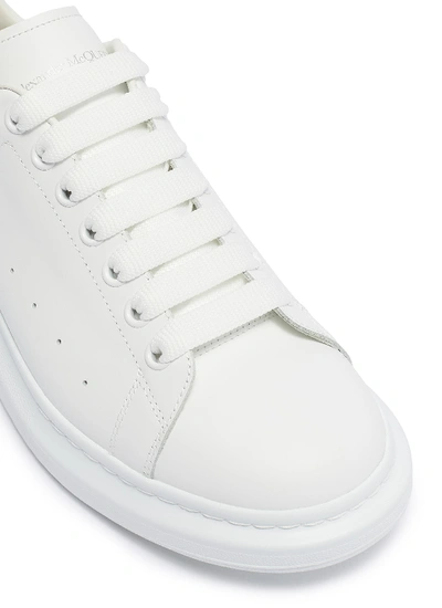 Shop Alexander Mcqueen 'oversized Sneaker' In Leather With Holographic Collar In White / Grey Holographic