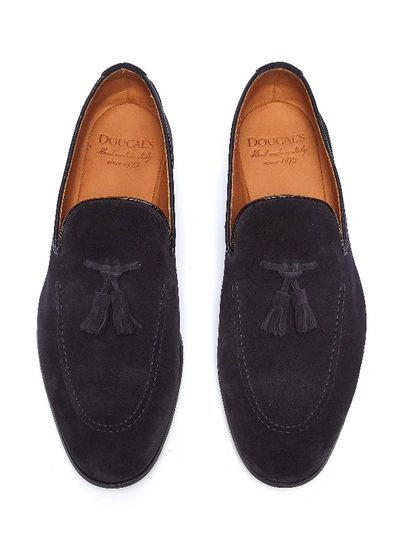 Shop Doucal's Tassel Suede Loafers In Blue