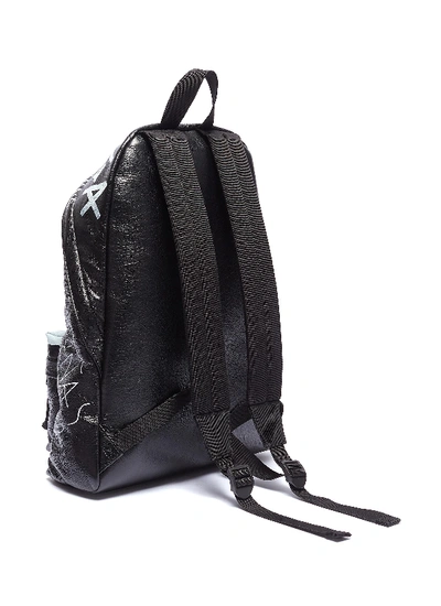 Shop Balenciaga 'explorer' Graffiti Print Leather Backpack