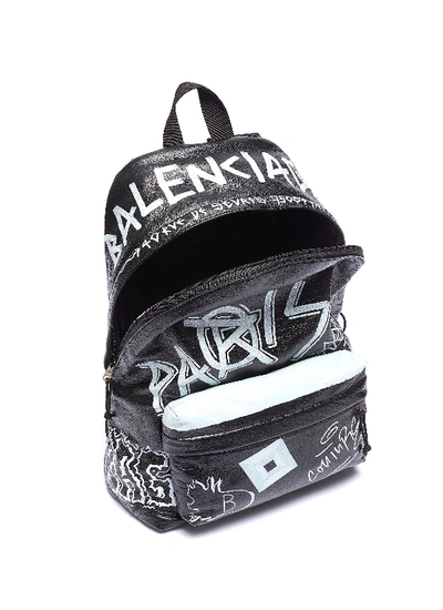 Shop Balenciaga 'explorer' Graffiti Print Leather Backpack