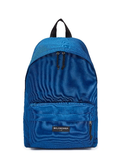 Shop Balenciaga 'explorer' Canvas Backpack In Royal Blue