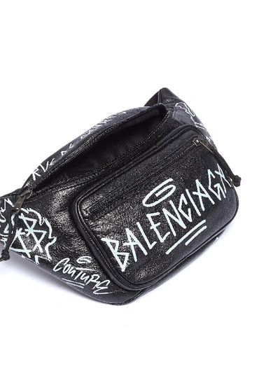Shop Balenciaga 'explorer' Graffiti Print Leather Belt Bag