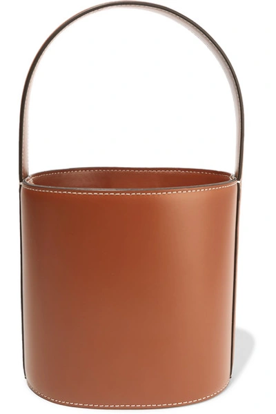 Shop Staud Bissett Leather Bucket Bag In Tan