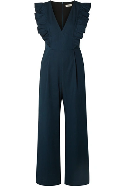 Shop Sea Stevie Ruffled Cotton-blend Jumpsuit In Navy