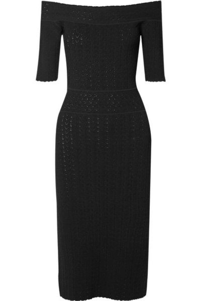 Shop Altuzarra Stansfield Off-the-shoulder Pointelle-knit Dress In Black