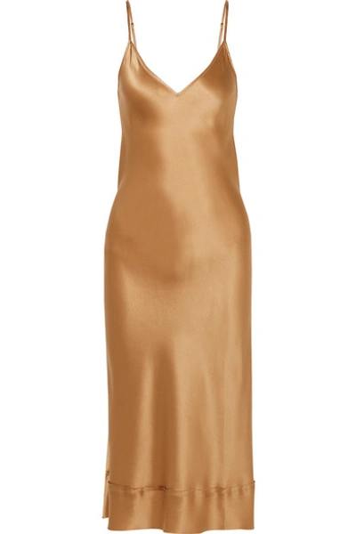Shop Lee Mathews Rose Silk-satin Midi Dress In Gold
