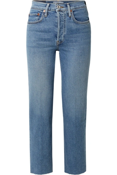 Shop Re/done Originals Stove Pipe Comfort Stretch High-rise Straight-leg Jeans In Mid Denim