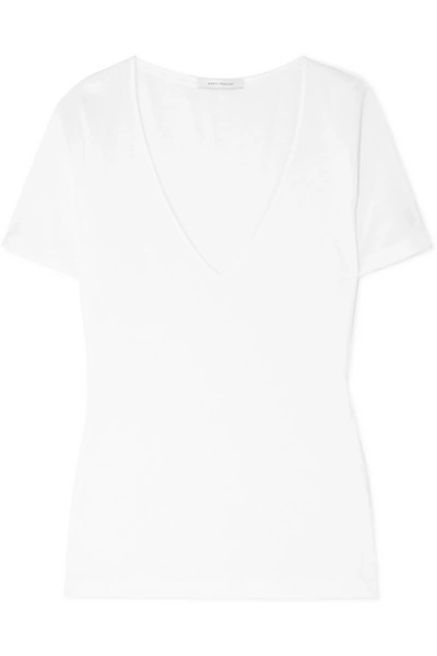 Shop Ninety Percent + Net Sustain Marisa Ribbed Organic Cotton-jersey T-shirt In White