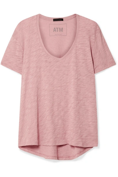 Shop Atm Anthony Thomas Melillo Boyfriend Slub Cotton-jersey T-shirt In Pink