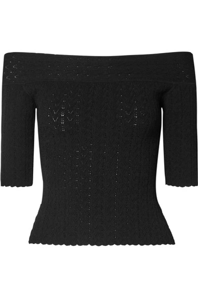 Shop Altuzarra Barnehurst Off-the-shoulder Pointelle-knit Top In Black