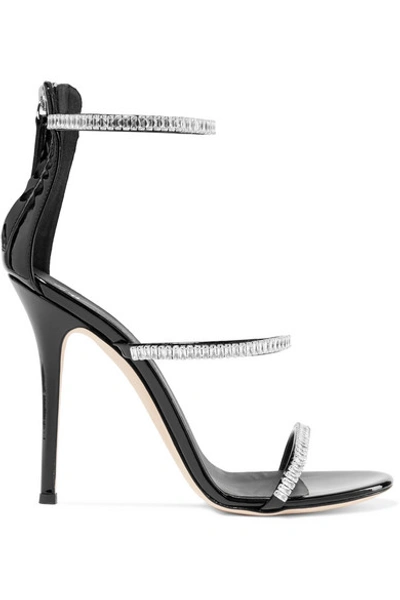 Shop Giuseppe Zanotti Harmony Crystal-embellished Patent-leather Sandals In Black