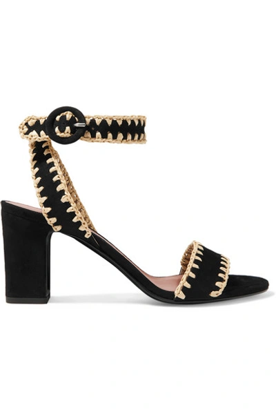 Shop Tabitha Simmons Leticia Whipstitched Raffia And Suede Sandals In Black