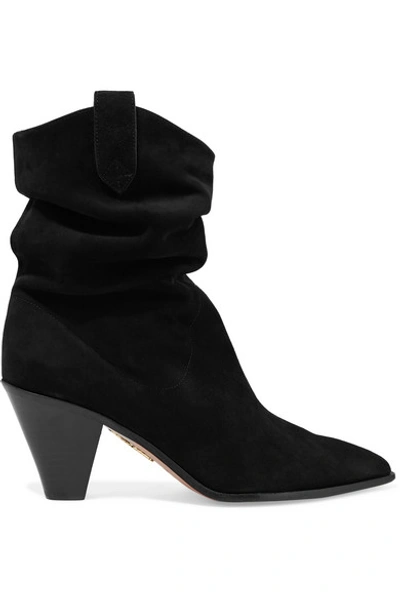 Shop Aquazzura Boogie 70 Suede Ankle Boots In Black