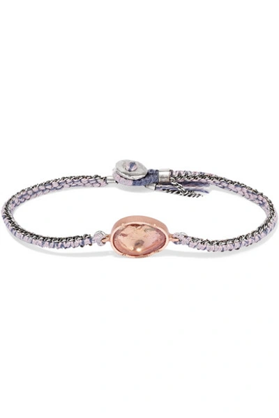 Shop Brooke Gregson Orbit 14-karat Rose Gold, Sterling Silver, Silk And Ametrine Bracelet