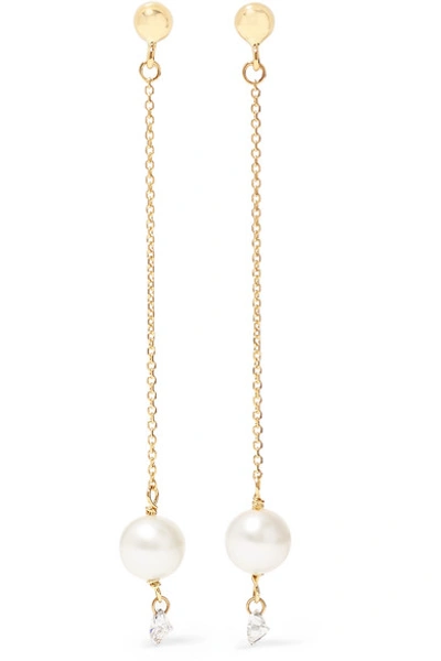 Shop Persée Perlée 18-karat Gold, Pearl And Diamond Earrings