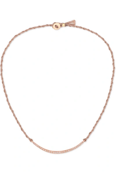 Shop Brooke Gregson 14-karat Rose Gold, Silk And Diamond Convertible Necklace And Bracelet