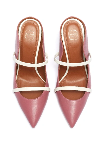 Shop Malone Souliers 'maureen' Strappy Leather Mules In Rose / Cream