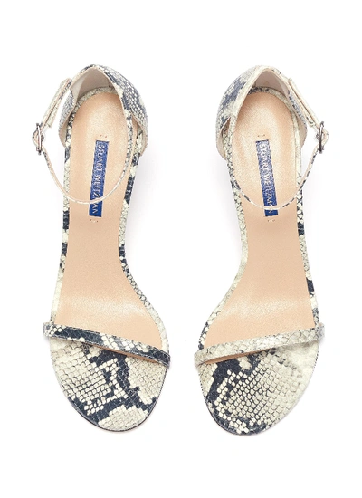 Shop Stuart Weitzman 'nudistsong' Ankle Strap Snake Embossed Leather Sandals In Animal Print