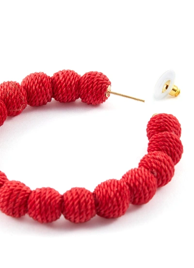 Shop Kenneth Jay Lane Threaded Bead Hoop Earrings In Red