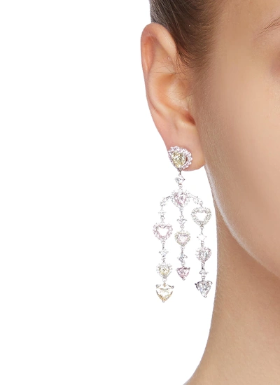 Shop Anabela Chan 'heart Chandelier' Diamond Gemstone Drop Earrings In Multi-colour