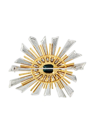 Shop Kenneth Jay Lane Glass Crystal Cabochon Sunburst Brooch