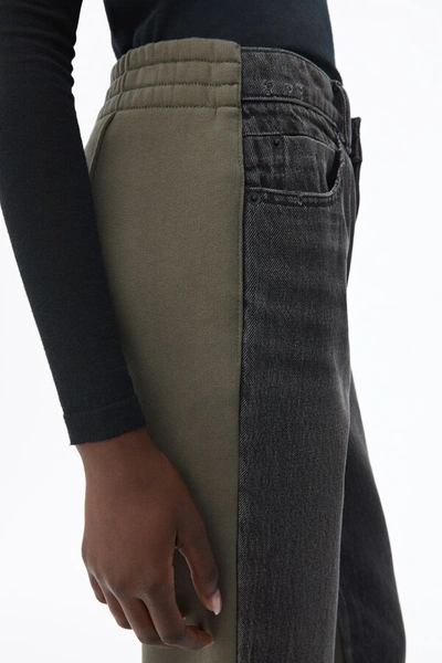 Shop Alexander Wang Ride Clash Tapered Denim Jeans In Grey Aged/moss