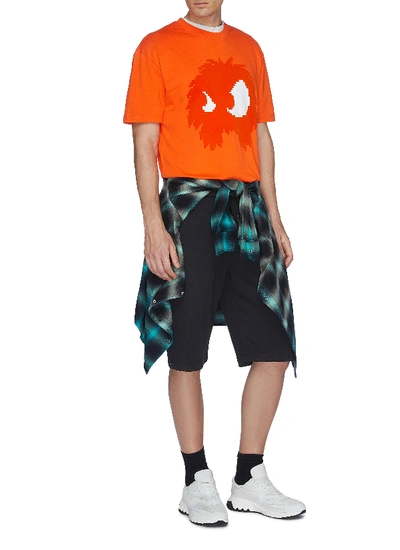 Shop Mcq By Alexander Mcqueen 'mcq Chester Monster' Velvet Flock Print T-shirt In Bright Orange