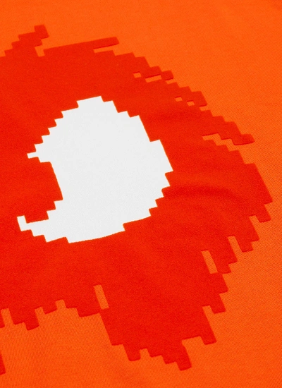 Shop Mcq By Alexander Mcqueen 'mcq Chester Monster' Velvet Flock Print T-shirt In Bright Orange
