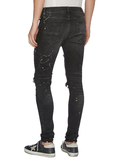 Shop Amiri 'art Patch' Colourblock Ripped Skinny Jeans