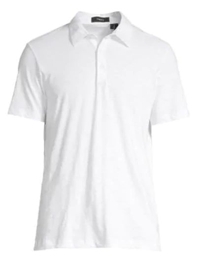 Shop Theory Bron Cosmos Cotton Polo In White
