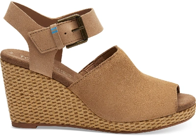 Shop Toms Honey Suede And Leather Women's Tropez Wedges In Toffee