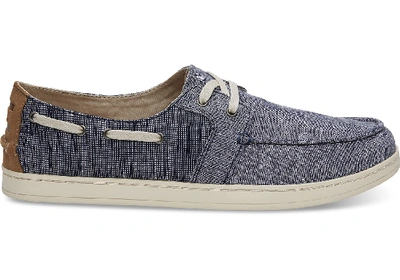 Shop Toms Navy Chambray Mix Men's Culver Boat Shoes In Marineblau