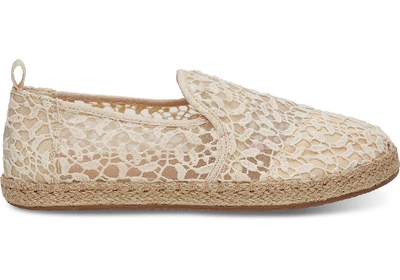 Shop Toms Tan Lace Leaves Women's Deconstructed Alpargatas Shoes In Natural