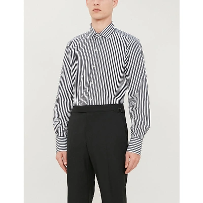 Shop Tom Ford Striped Regular-fit Cotton Shirt In Black