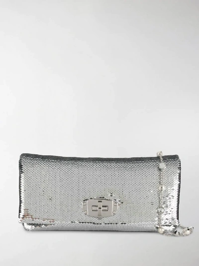 Shop Miu Miu Sequin Shoulder Bag In Silver
