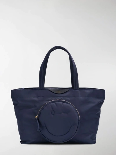 Shop Anya Hindmarch Large Chubby Smiley Tote In Blue