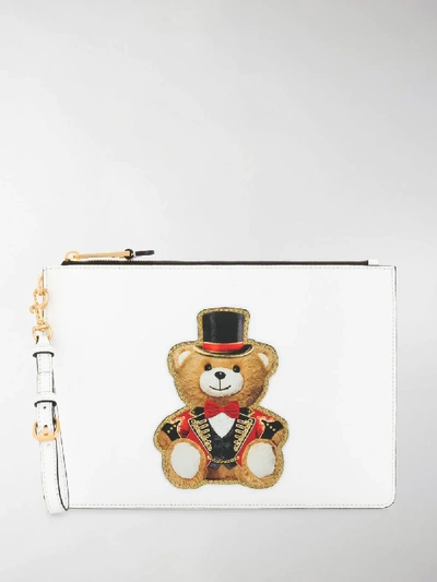 Shop Moschino Circus Teddy Bear Clutch In White