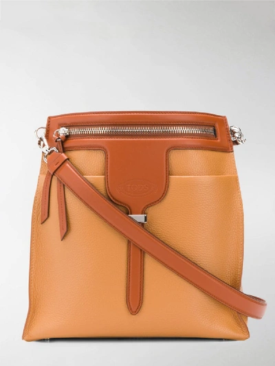 Shop Tod's Zipped Bucket Bag In Brown