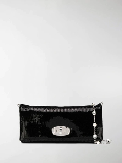 Shop Miu Miu Miu Crystal Sequin Shoulder Bag In Black