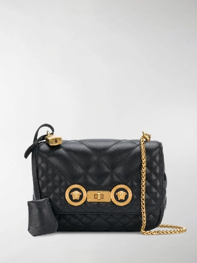 Shop Versace Black Small Quilted Leather Shoulder Bag