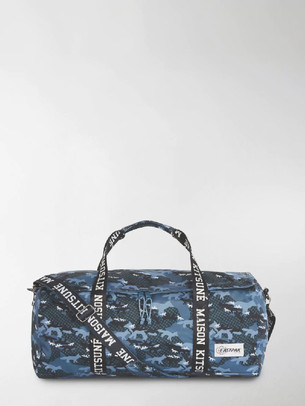 Maison Kitsuné X Eastpak Camouflage Print Duffle Bag In Blue | ModeSens