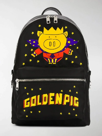 Shop Dolce & Gabbana Golden Pig Backpack In Black