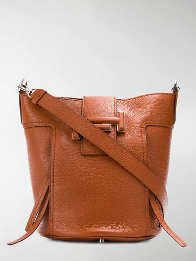 Shop Tod's Double T Bucket Bag In Brown