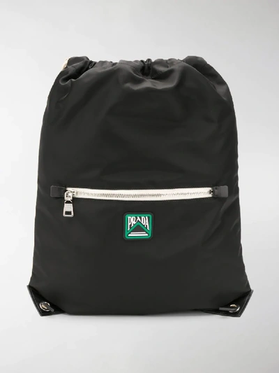 Shop Prada Drawstring Backpack In Black
